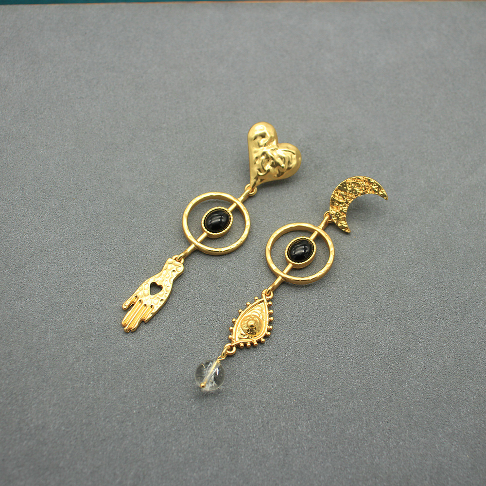 Bruce's Eye Star Earrings Matte Gold Shoulder-Sweeping Earrings White Water Earrings